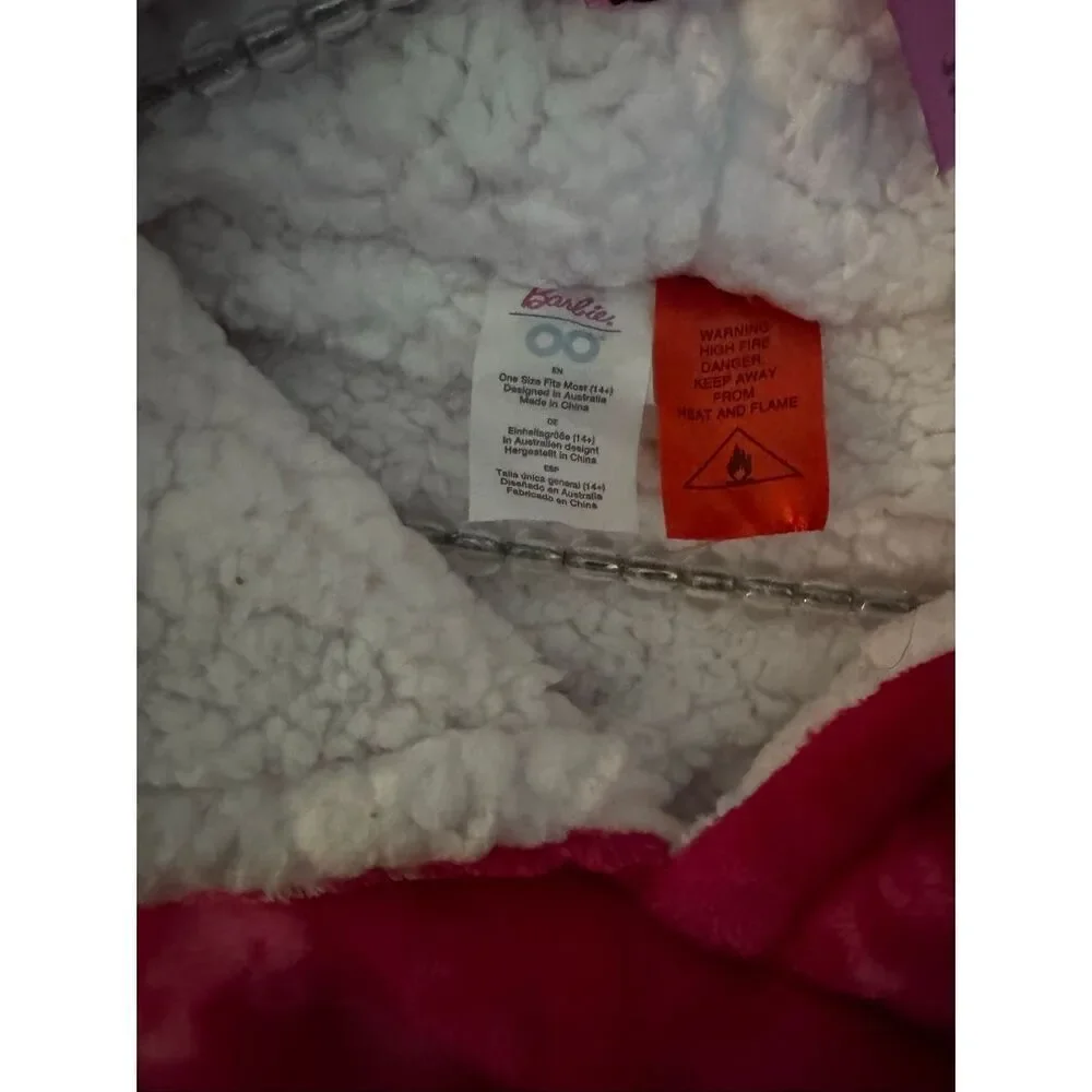 Rare Barbie hot pink oodie pullover Hooded sweatshirt wearable blanket snuggie